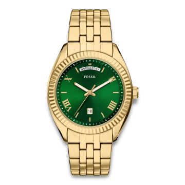 Fossil Campbell guldfarvet med grøn skive