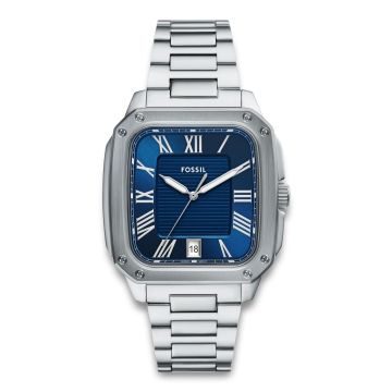 Fossil Crosby blå urskive, stål med lænke
