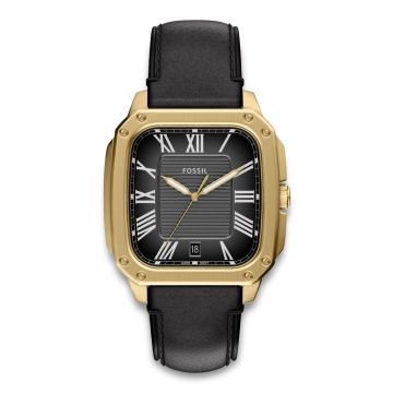 Fossil Crosby Fossil Crosby i stål med brun læderrem, sort skive