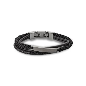 FOSSIL herrearmbånd i læder og nylon med spænde