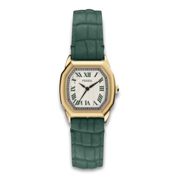 Fossil Harlow guldfarvet stål med grøn rem