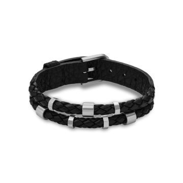 Fossil Jewelry sort læderarmbånd
