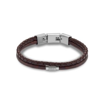 Fossil brunt læderarmbånd