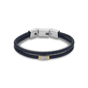 Fossil blåt læderarmbånd