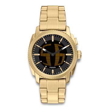 Fossil Machine Big Tic ur i guldfarvet stål med sort skive