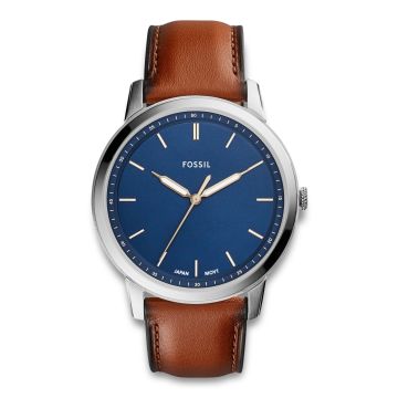 Fossil armbåndsur NEUTRA med blå skive og brun læderrem
