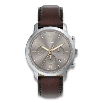 Fossil Neutra stål med brun rem