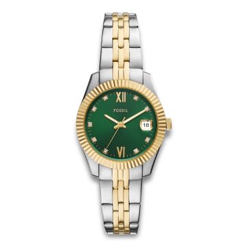Fossil Scarlette bicolour ur med grøn skive