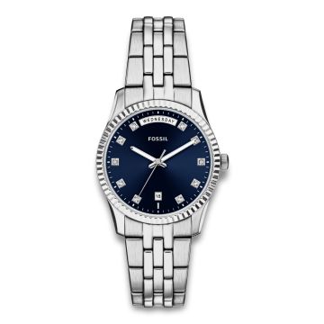 Fossil Scarlette ur i stål med blå skive