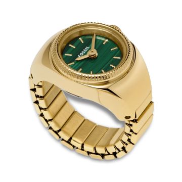 Fossil Watch Ring med grøn skive