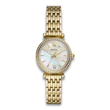 Fossil Carlie Mini dame guldfarvet ur med perlemor