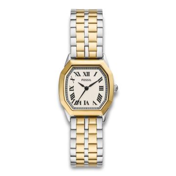 Fossil Harlow kantet dameur i tofarvet stål