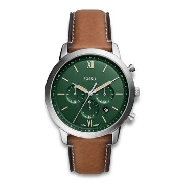 Fossil Neutra Chrono herreur med læderrem og grøn skive Ø44
