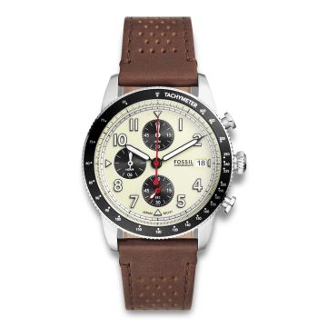 Fossil Sport Tourer herreur i stål med cremefarvet urskive