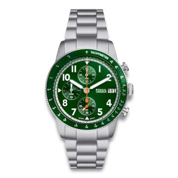 Fossil Sport Tourer herreur i stål med grøn urskive