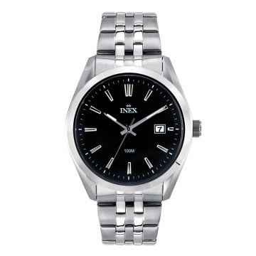 Inex armbåndsur i stål med lænke, dato 10 atm