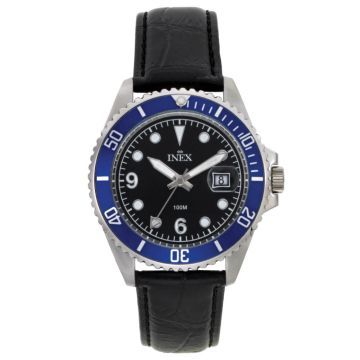 INEX herreur i stål med rem + blå ring