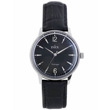 INEX herreur i stål med sort rem, sort skive Ø36