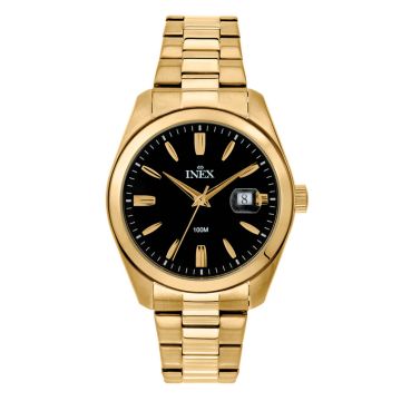INEX herreur- guldfarvet stål med lænke, 10 atm + dato