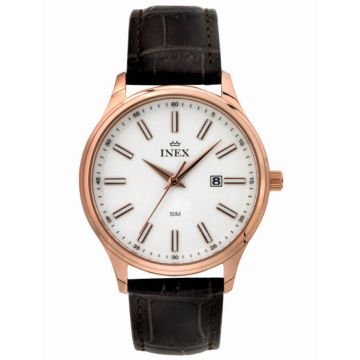INEX herreur i rosaguldfarvet stål med rem