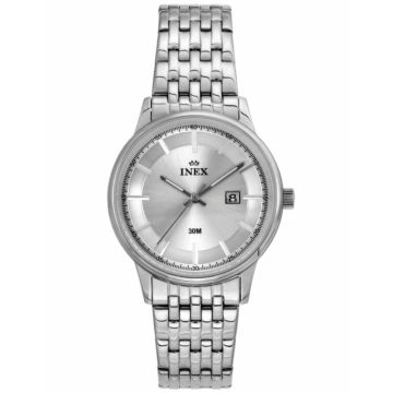 Inex dameur - stål med lænke, sølv skive og dato