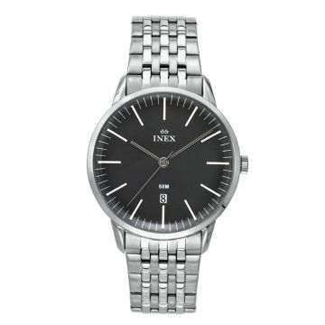 Inex armbåndsur i stål med lænke, dato