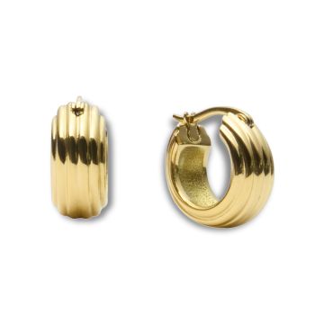 Mockberg Edge Ribbed Small Gold Hoops