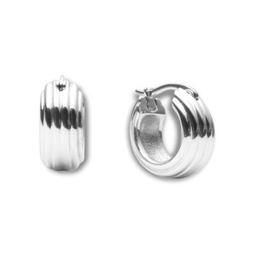 Mockberg Edge Ribbed Small Silver Hoops