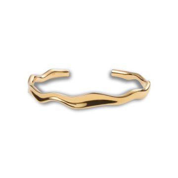 Mockberg Wavy Bolded Cuff Gold Bracelet
