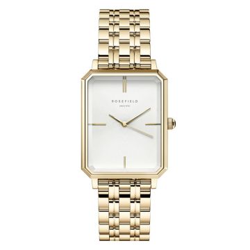 Rosefield The Octagon dameur i guldfarvet med lænke - 23x29 mm