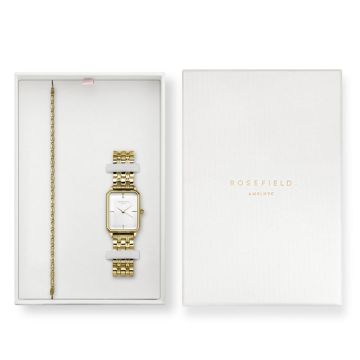 Rosefield The Octagon gavesæt dameur og armbånd i guldfarvet - 23x29 mm