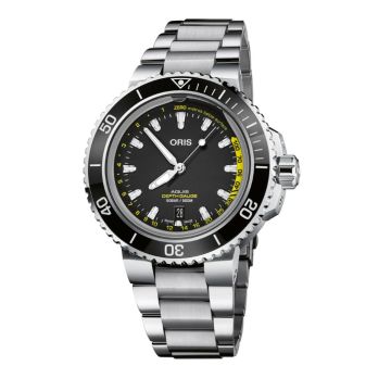ORIS Aquis Depth Gauge ur, sort skive med lænke - 45,8mm