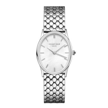 Rosefield The Oval Pearl dameur i stål med lænke og perlemorsskive - 24x29 mm