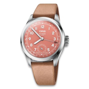 Oris Big Crown Pointer Date, 40mm rød skive med brun læderrem