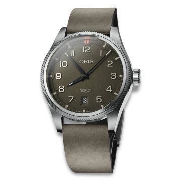 Oris Propilot Date grøn skive med læderrem, 41mm