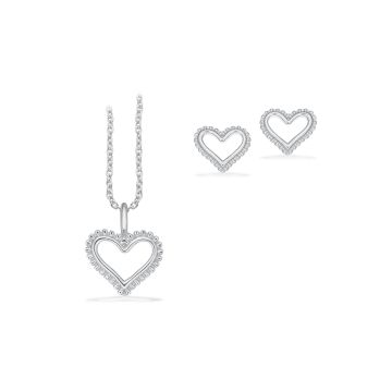 Scrouples smykkesæt i sølv med hjerte - halskæde og ørestikker