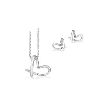 Scrouples smykkesæt i sølv med hjerte - halskæde og ørestikker