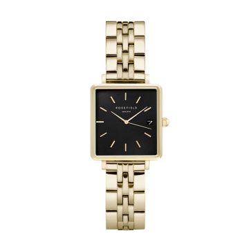 Rosefield The Boxy dameur i guldfarvet med lænke - 22x24 mm