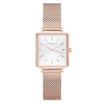 Rosefield The Boxy dameur i rosa med meshlænke - 22x24 mm