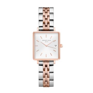 Rosefield The Boxy dameur i stål/rosa med lænke - 22x24 mm