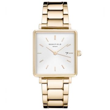 Rosefield The Boxy dameur i guldfarvet med lænke - 26x28 mm