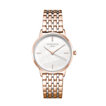 Rosefield The Pearl Edit dameur i rosa med lænke og perlemorsskive - Ø36