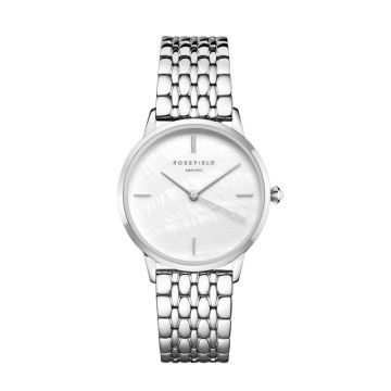 Rosefield The Pearl Edit dameur i stål med lænke og perlemorsskive - Ø36