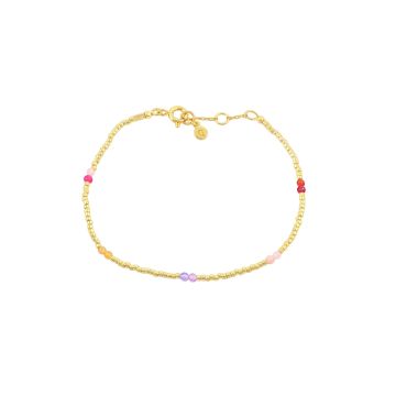 Hultquist armbånd i forgyldt med farvede perler