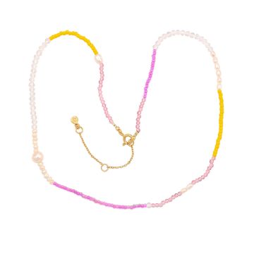 Hultquist Pink rainbow halskæde i forgyldt