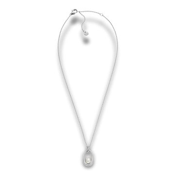Skagen Agnethe Pearl halskæde i stål med perlevedhæng