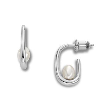 Skagen Agnethe Pearl ørestikker i stål med perle