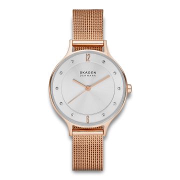 Skagen Anita Dameur i rosaforgyldt stål med mesh lænke