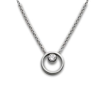 SKAGEN Elin stål halskæde med cirkel vedhæng