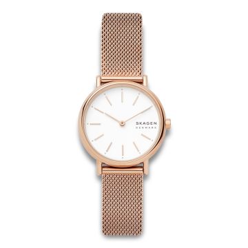 Skagen Signatur armbåndsur i rosaforgyldt stål med meshlænke